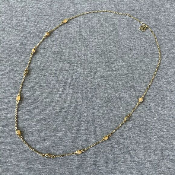 💛 Ann Taylor Peach Gray Stone Station Gold Necklace - Picture 1 of 3